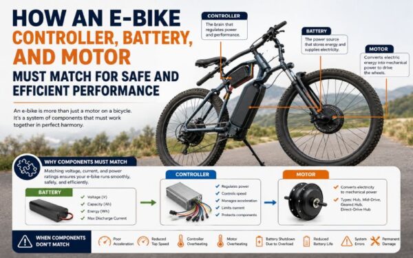 E-Bike Controller Battery and Motor
