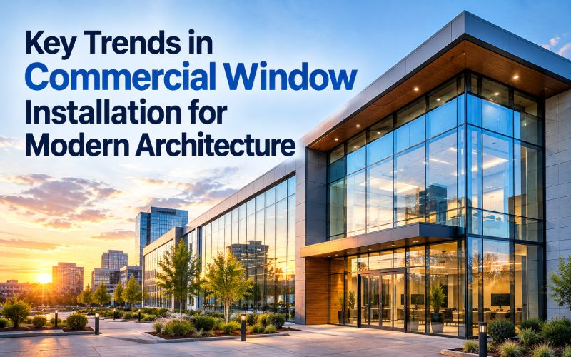 Modern Commercial Windows at Sunset
